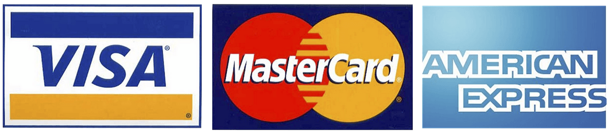 Image of credit cards accepted visa, mastercard and american express